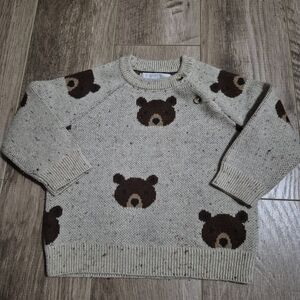 George Boys Tan Flecked Knit Bear Sweater 6-12M